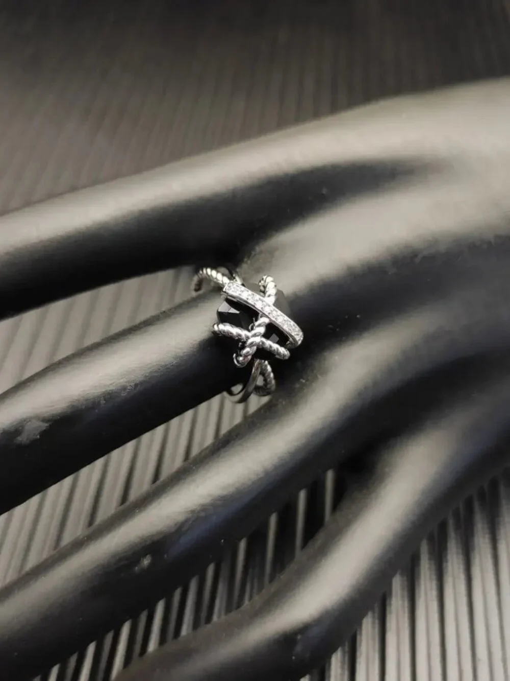 David Yurman Hexagonal Black Diamond Ring